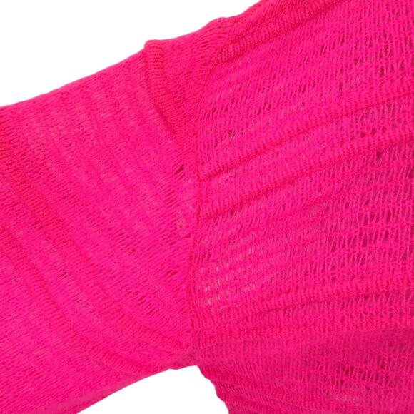 Anthropologie Pilcro Cashmere Sweater Hot Pink Cropped Oversize Size M/L NEW - Picture 4 of 6